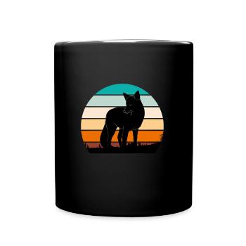 Vintage Fuchs Jäger Jagd - Tasse einfarbig - Schwarz - Vorne