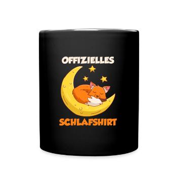 Offizielles Fuchs Schlafshirt Schlaf - Tasse einfarbig - Schwarz - Vorne