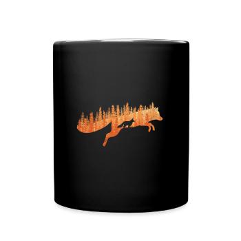 Fuchssilhouette Fuchs Wald Jäger - Tasse einfarbig - Schwarz - Vorne