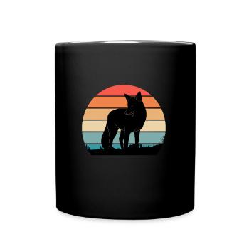 Vintage Fuchs Jäger Jagd - Tasse einfarbig - Schwarz - Vorne
