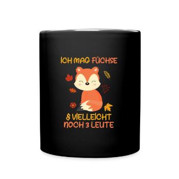 Ich mag Füchse und vielleicht 3 Leute - Tasse einfarbig - Schwarz - Vorne