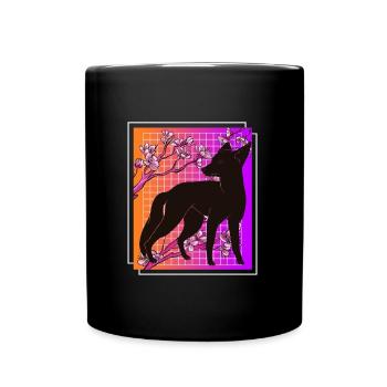Kiteune japanischer Fuchs - Tasse einfarbig - Schwarz - Vorne