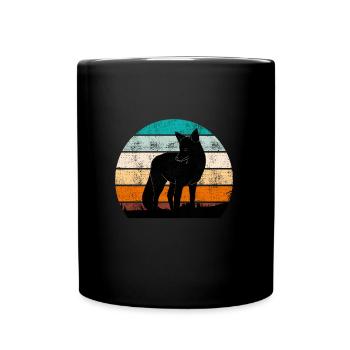 Vintage Fuchs Jäger Jagd - Tasse einfarbig - Schwarz - Vorne
