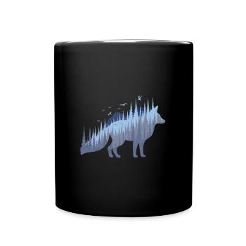 Fuchssilhouette Fuchs Wald Jäger - Tasse einfarbig - Schwarz - Vorne