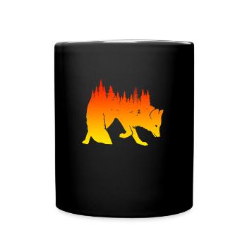 Fuchs Naturkunst Wald Jäger Jagd Naturdesign - Tasse einfarbig - Schwarz - Vorne