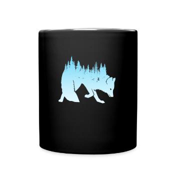 Fuchs Naturkunst Wald Jäger Jagd Naturdesign - Tasse einfarbig - Schwarz - Vorne
