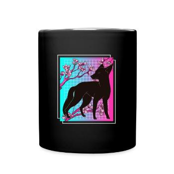 Kiteune japanischer Fuchs - Tasse einfarbig - Schwarz - Vorne