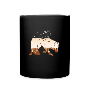 Fuchs Silhouette Fuchsjagd Jäger Jagd Natur Herbst - Tasse einfarbig - Schwarz - Vorne