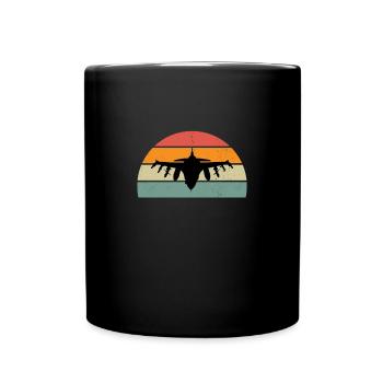 Vintage Kampfflugzeug Humor Aviation Man Burst - Tasse einfarbig - Schwarz - Vorne