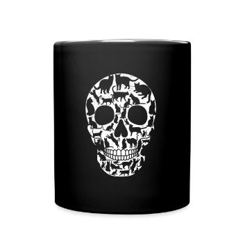 Crâne de chat Halloween - Mug uni - noir - Devant