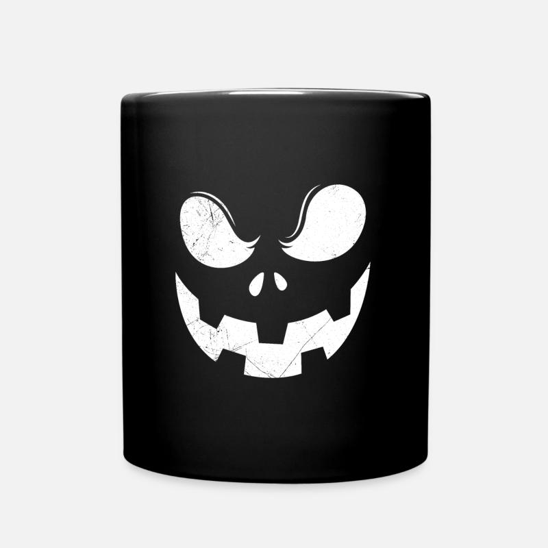 Kürbis Gesicht Halloween - Tasse einfarbig - Schwarz