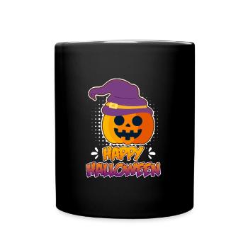 Halloween Kürbis Happy Halloween - Tasse einfarbig - Schwarz - Vorne