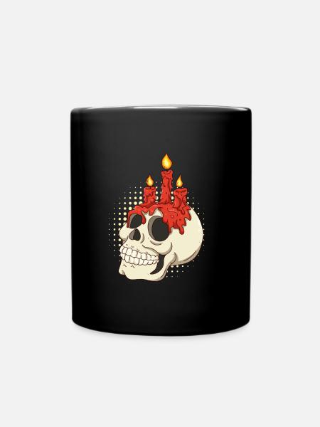Halloween Deko Totenkopf - Tasse einfarbig - Schwarz