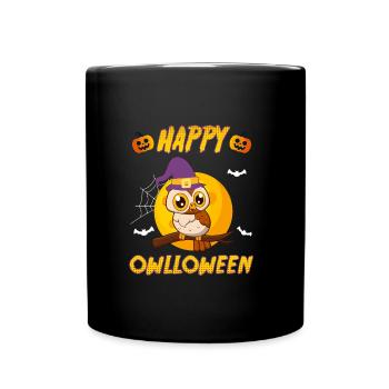 Owloween Happy Eulen Halloween - Tasse einfarbig - Schwarz - Vorne