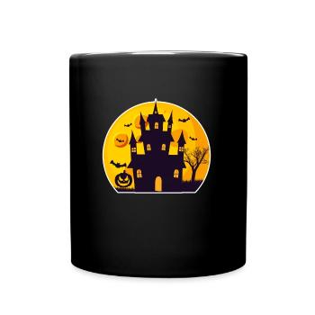 Grusel Schloss Halloween - Tasse einfarbig - Schwarz - Vorne