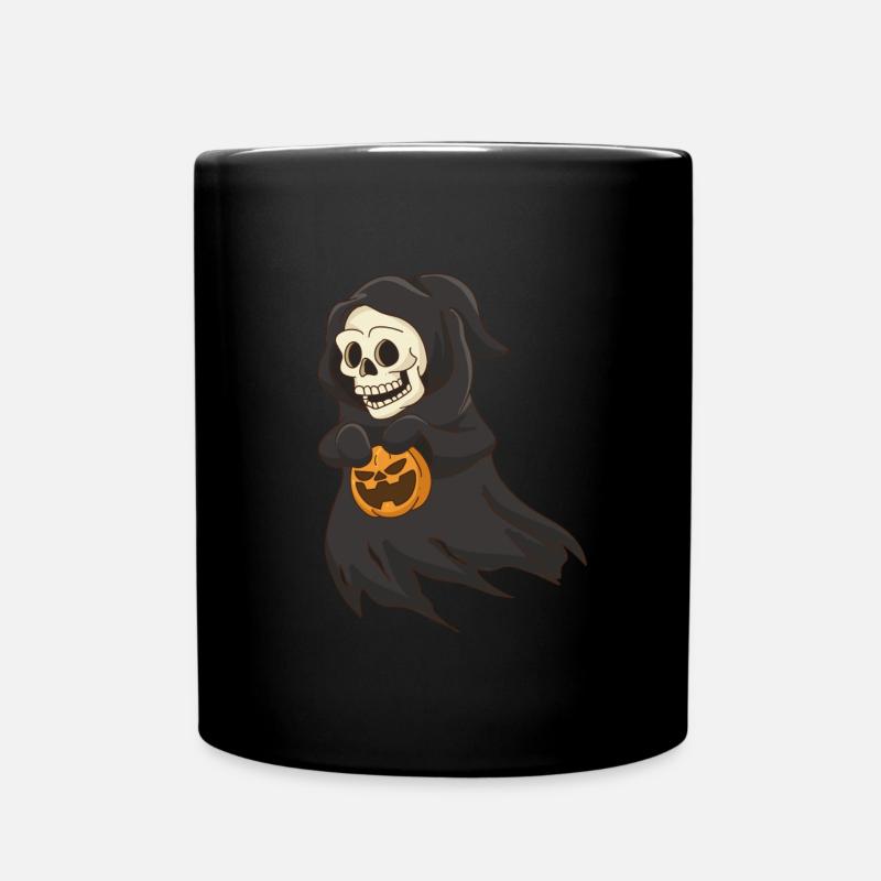 Totenkopf Halloween Hexe - Tasse einfarbig - Schwarz