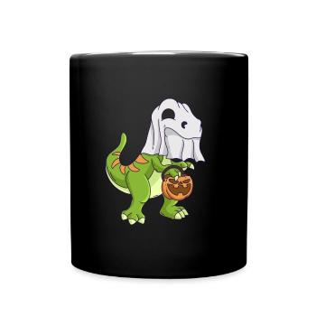 Dinosaur Halloween Ghost - Full Colour Mug - black - Front