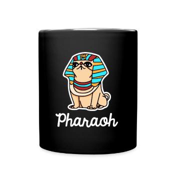 Pharao Mops Hund Geschenk Pugs - Tasse einfarbig - Schwarz - Vorne