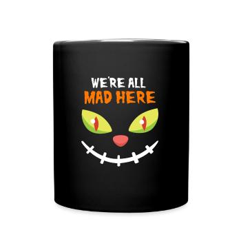 Grinsekatze Halloween Katze - Tasse einfarbig - Schwarz - Vorne