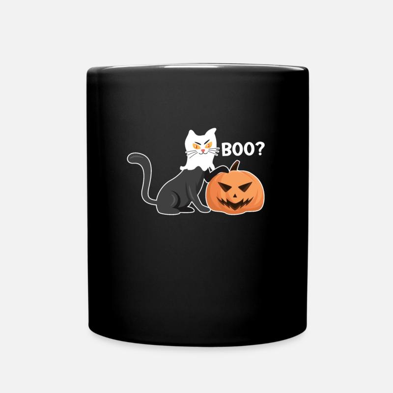 Geister Halloween Katze - Tasse einfarbig - Schwarz