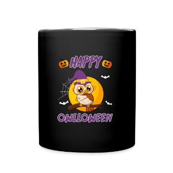 Owloween Happy Eulen Halloween - Tasse einfarbig - Schwarz - Vorne