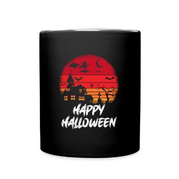 Happy Hexen Halloween - Tasse einfarbig - Schwarz - Vorne