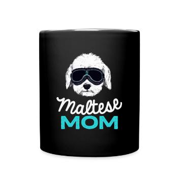 Maltesische Mama Vintage Hund Retro - Tasse einfarbig - Schwarz - Vorne