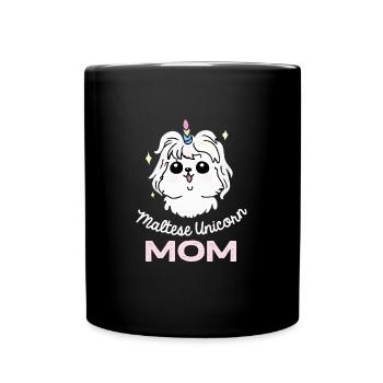 Licorne maltaise Mère Chien Rétro - Mug uni - noir - Devant