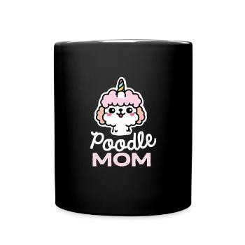 Pudel Mama Einhorn Hund Retro - Tasse einfarbig - Schwarz - Vorne