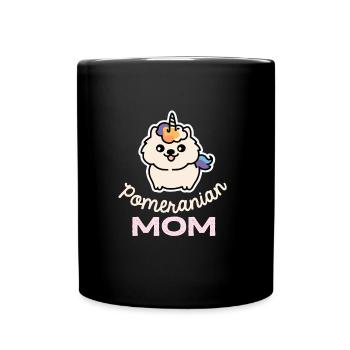 Pomeranian Mother Unicorn Dog Retro - Full Colour Mug - black - Front