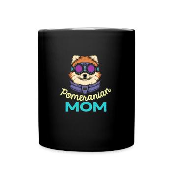 Pommersche Mama Vintage Hund Retro - Tasse einfarbig - Schwarz - Vorne