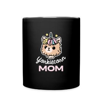Yorkiecorn Mama Unicorn Dog Yorkie - Full Colour Mug - black - Front
