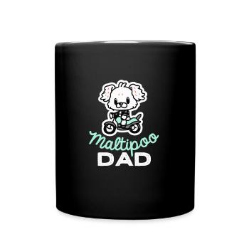 Maltipoo Dad Biker Dog Papa Gift Retro - Full Colour Mug - black - Front