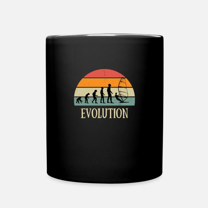 evolution windsurfing humor snowboarder man - Full Colour Mug - black