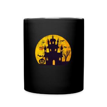 Grusel Schloss Halloween - Tasse einfarbig - Schwarz - Vorne