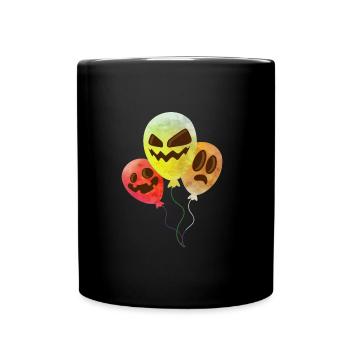 Kürbis Maske Halloween Ballon - Tasse einfarbig - Schwarz - Vorne