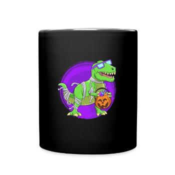Dinosaur Halloween Mummy - Full Colour Mug - black - Front