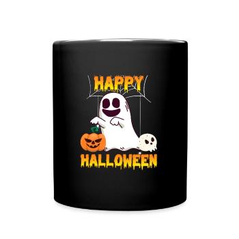 Happy Halloween Geist - Tasse einfarbig - Schwarz - Vorne