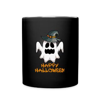 Happy Geister Halloween - Tasse einfarbig - Schwarz - Vorne