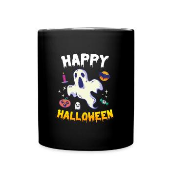 Happy Halloween Geist - Tasse einfarbig - Schwarz - Vorne