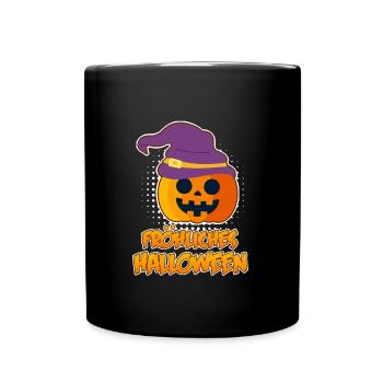 Halloween Kürbis Happy Halloween - Tasse einfarbig - Schwarz - Vorne