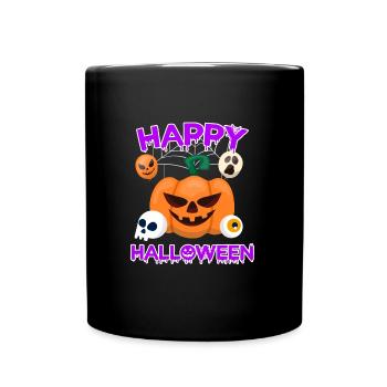 Fröhliches gruseliges Halloween - Tasse einfarbig - Schwarz - Vorne