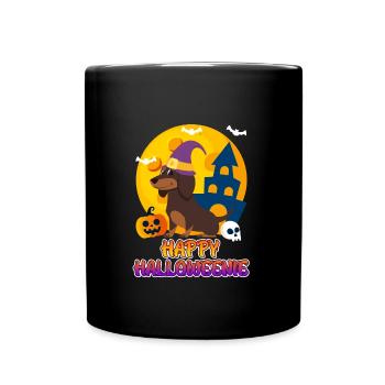 Joyeux chien teckel Halloween - Mug uni - noir - Devant