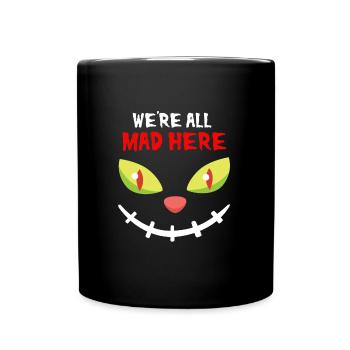 Grinsekatze Halloween Katze - Tasse einfarbig - Schwarz - Vorne