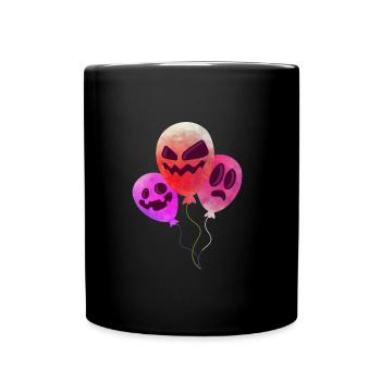 Kürbis Maske Halloween Ballon - Tasse einfarbig - Schwarz - Vorne