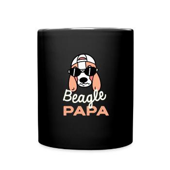 Beagle Papa Hund Papa Geschenk Retro - Tasse einfarbig - Schwarz - Vorne