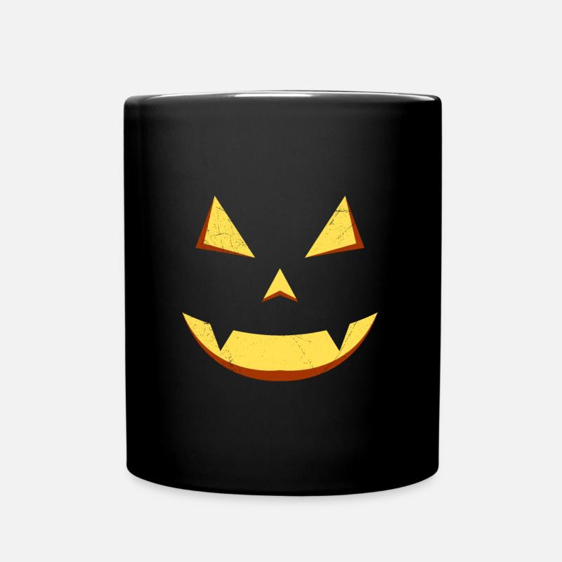 Kürbis Gesicht Halloween - Tasse einfarbig - Schwarz