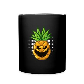 Ananas grusel Kürbis Halloween - Tasse einfarbig - Schwarz - Vorne