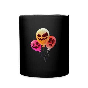 Kürbis Maske Halloween Ballon - Tasse einfarbig - Schwarz - Vorne