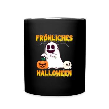 Happy Halloween Geist - Tasse einfarbig - Schwarz - Vorne